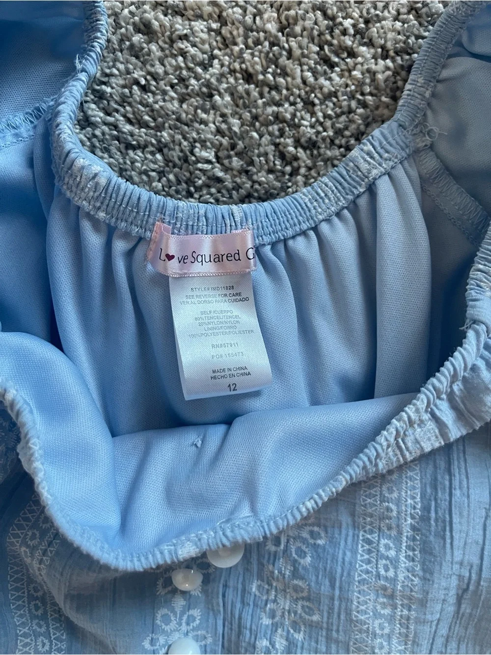 Girls Light Blue Tiered Button-Front Dress